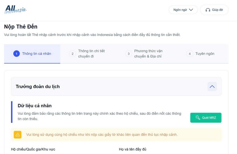 Trang chủ website allindonesia.imigrasi.go.id 