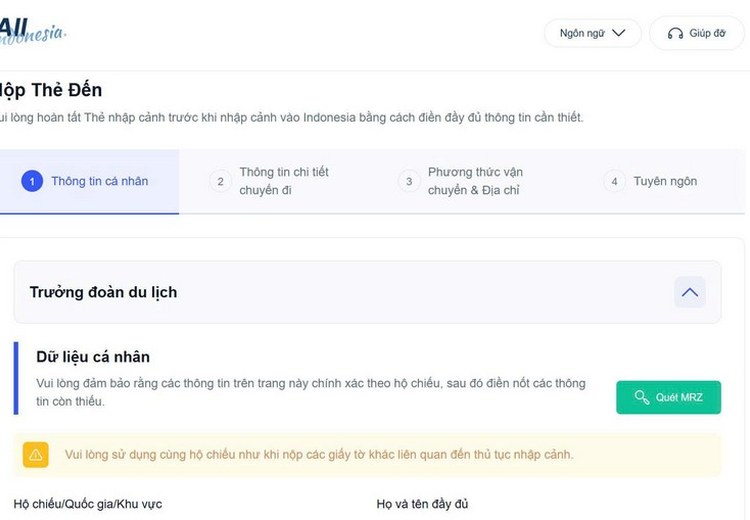 Trang chủ website allindonesia.imigrasi.go.id 